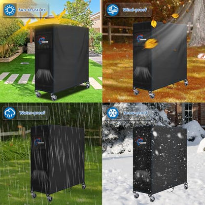 SIRUITON Ping Pong Table Cover,520D Outdoor Table Tennis Table Covers,All Weather Protection,Waterproof Sunproof Indoor & Outdoor,Black 65"L x 28"W x 72.8"H - size: 65"Lx27.6"Wx72.8"H_520D