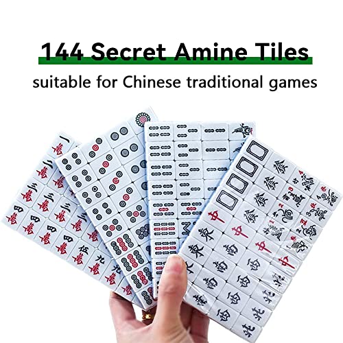 drizzle Green Travel Mini Mahjong Set 20mm with Instructions - Portable 146 Tiles - for Beginners with 4PCS Racks 2 Pounds - Chinese Mah-Jong Game 麻将 - size: Green