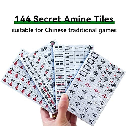 drizzle Green Travel Mini Mahjong Set 20mm with Instructions - Portable 146 Tiles - for Beginners with 4PCS Racks 2 Pounds - Chinese Mah-Jong Game 麻将 - size: Green