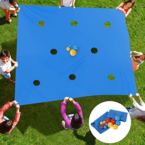 Sonyabecca Blue Hole Tarp Team Building Game Learning Fun Team Building Games for Work Teamwork Group - size: 98''Lx71''W