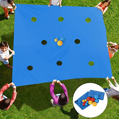 Sonyabecca Blue Hole Tarp Team Building Game Learning Fun Team Building Games for Work Teamwork Group - size: 98''Lx71''W