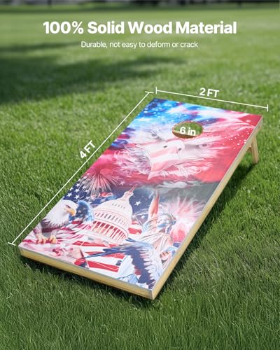 VEVOR Cornhole Set 4x2 ft Corn Hole Game Boards Wood Portable Toss Board - size: 4x2 FT