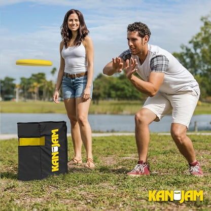 Kan Jam Foldable Travel Disc Toss Game - Black & Yellow, Standard, Nylon - Portable All-Weather Beach Games - Built-in Scoring for Tailgate Essentials - Easy Setup for Yard Fun