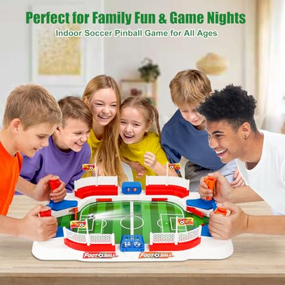 Mini Foosball Table Soccer Board Games for Kids Adults Indoor Table Games with Dual Flipper Controls High Fences Pinball Machine Soccer Toy Birthday for Boys Age 6 7 8-12