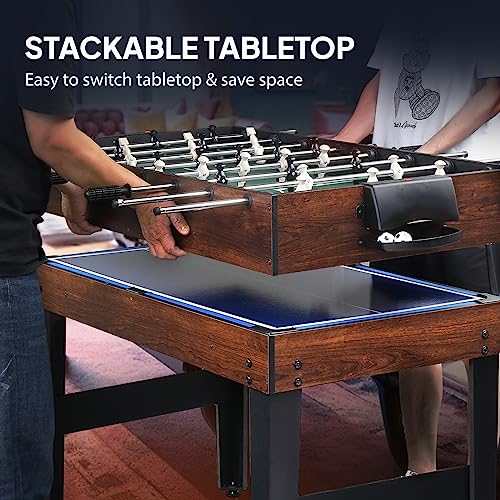 PEXMOR 6-in-1 Multi Game Table for Adults, Combo Table for Game Room, 48" Game Table Set for Family w/Hockey, Foosball, Pool, Table Tennis, Shuffleboard, Bowling