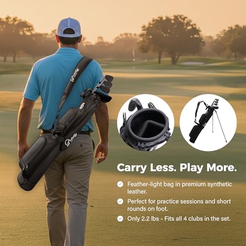 Golf Club Set - Starter Golf Clubs for Men with Sunday Stand Bag - 5-Piece Game Improvement Irons Set Including 5i, 7i, PW, Putter, and Bag. Premium 431 Stainless Steel, Hollow Body Design - color: Black