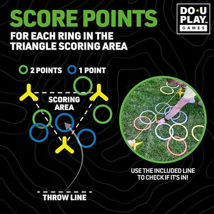 Trigo Portable Ring Toss Game - Indoor and Outdoor Party Games for Kids and Adults - Perfect for Backyard, Camping, Tailgating, Beach, and Indoor Play - 2 to 4 Players - Ages 3+