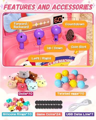 Eohemeral Large Unicarns Claw Machine for Kids, No Assembly Required - Vending Machine with Volume Control & Music, Toy Prize Dispenser - Birthday Gift for Boys & Girls Age 3 4 5 6 8 - style: Unicarns