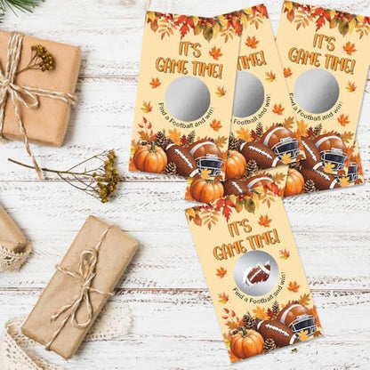 50 Pcs It's Game Time Autumn Football Themed Scratch Off Game Cards, Football Scratch Card for Baby Shower, Birthday Party, Lottery Activity Group Games, Gifts for Football Lovers - color: Warm Yellow