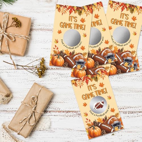 50 Pcs It's Game Time Autumn Football Themed Scratch Off Game Cards, Football Scratch Card for Baby Shower, Birthday Party, Lottery Activity Group Games, Gifts for Football Lovers - color: Warm Yellow