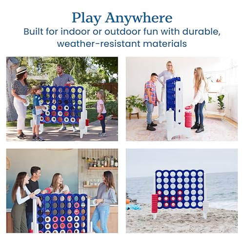 ECR4Kids Jumbo 4-to-Score Giant Game with 42 Rings and Reset Sliders, Kids Games, Red/White/Blue - color: Red/White/Blue