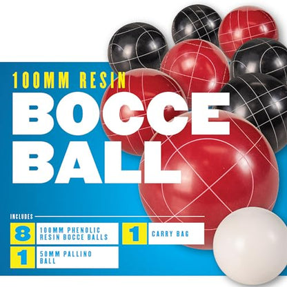 Triumph Sports Competition 100mm Resin Bocce Ball Outdoor Game Set with Carrying Bag for Easy Storage,Multi,One Size,35-7103-3