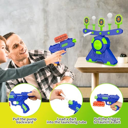 GMAOPHY Shooting Games Toy Gift for Age 5, 6, 7, 8, 9, 10+ Years Old Kids, Glow in The Dark Boy Gift Floating Ball Targets with Foam Dart Toy Blaster, 10 Balls 5 Targets