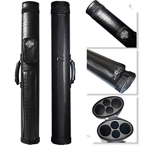 2x2 Hard cue case Oval Pool Cue Billiard Stick Carrying Case - color: A02-Black