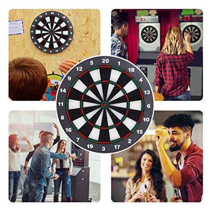Theefun Safety Dart Board Set -16 Inch Rubber Dartboard Game with 6 Soft Tip Darts for Men Women, Party, Office Family Leisure Sport