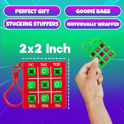 24 Mini Tic Tac Toe Games - Party Favors for Kids 3-5 and Up - 2-Inch Travel Size - Tic-Tac-Toe Keychain Game for Boys & Girls - Goody Bag Stuffers, Classroom Prizes, Valentine's Day, Birthday Gifts - style: 24-Pcs