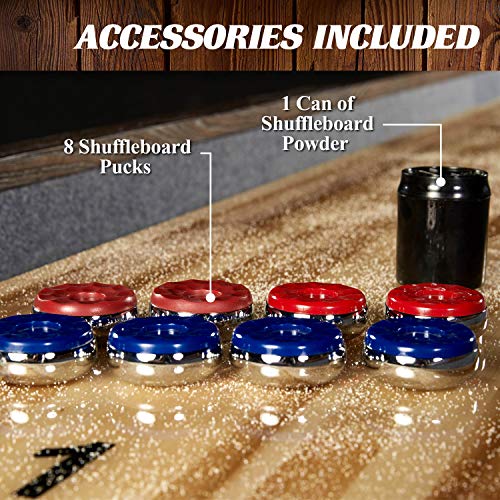 Barrington 12ft Webster Shuffleboard Table, Solid Wood, Storage Cabinets | 12ft rustic shuffleboard table with 1.75" solid wood poly-coated playfield, storage cabinets, 8 pucks & speed powder