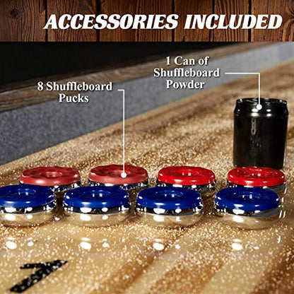 Barrington 12ft Webster Shuffleboard Table, Solid Wood, Storage Cabinets | 12ft rustic shuffleboard table with 1.75" solid wood poly-coated playfield, storage cabinets, 8 pucks & speed powder