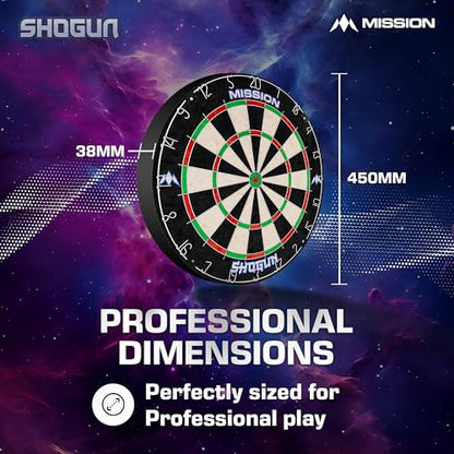 Mission Darts | Shogun Set | Endurance Premium Sisal Dartboard with Round Wire Design | Includes 2 Sets of Steel Tip Darts.