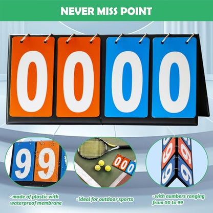 10Pcs Soccer Referee Kit Contain 4-Digital Portable Table Top Scoreboard Flipper, Stainless Steel Sports Whistles, Red Yellow Cards with Notebook for Football Soccer