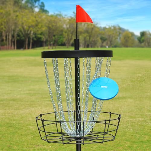 Premium Disc Golf Basket - 24-Chain Portable Target, Heavy-Duty Steel Construction, Versatile Indoor & Outdoor Use, Perfect for Practice and Competition, Includes Stand - Black