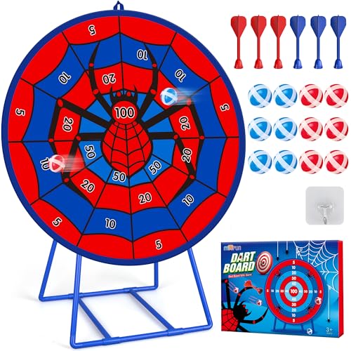 Large Dart Board for Kids, Kids Double-Sided Dart Board with Sticky Balls and Darts, Indoor/Outdoor Sport Fun Party Play Game Toys, Gifts for 3 4 5 6 7 8 9 10 11 12 Year Old Boys Girls - style: M032