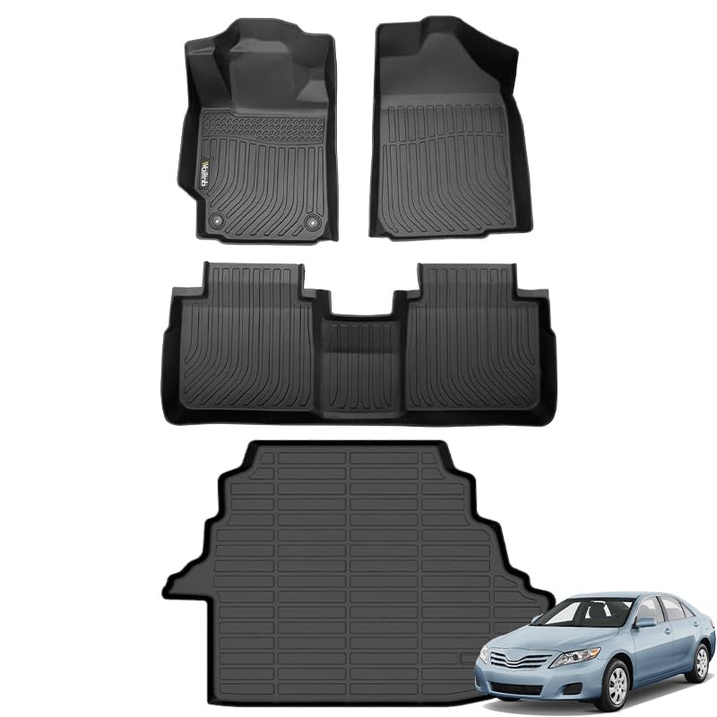 Wailtnb-Mats for Toyota Camry 2007-2011 CE/LE/SE/XLE (Gas Only) Floor Mat Cargo Liner All Weather Floor Liner Car Mat for Toyota Camry 2007-2011 Custom Fit Automotive Full Set Accessories - style: 54|For Camry|2007-2011|Set