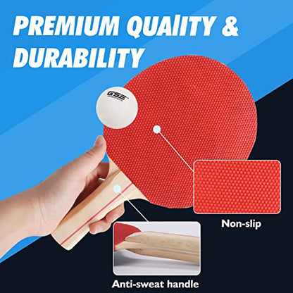 GSE Games & Sports Expert Adjustable Retractable Ping Pong Net Set & Post. Professional Table Tennis Rackets and Balls, Net with Posts and Storage Bag - Pingpong Paddle and Game Table Accessories. | Adjustable - color: Table Tennis Set-Black