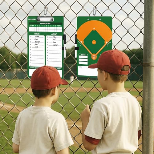 Baseball Lineup Board, Double-Sided Clipboard for Coaches, Dry Erase Lineup Boards, 3rd Generation Coaching Clipboard for Baseball, Softball, Portable and Efficient