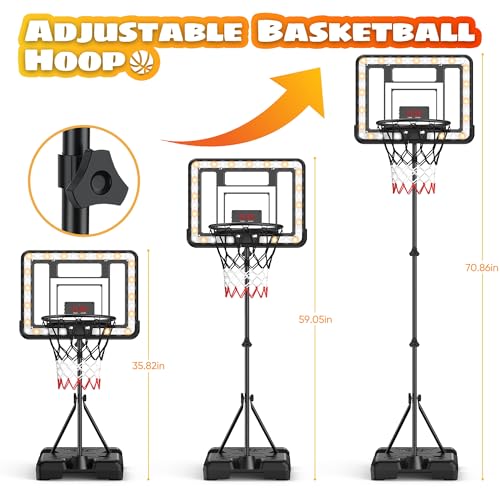 Kids Indoor Basketball Hoop with Scoreboard & Timer,Toddler Adjustable Height Basketball Goal Toy for Outdoor Backyard,Sports Game Play - style: Stand & Door