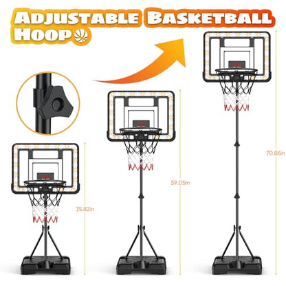 Kids Indoor Basketball Hoop with Scoreboard & Timer,Toddler Adjustable Height Basketball Goal Toy for Outdoor Backyard,Sports Game Play - style: Stand & Door
