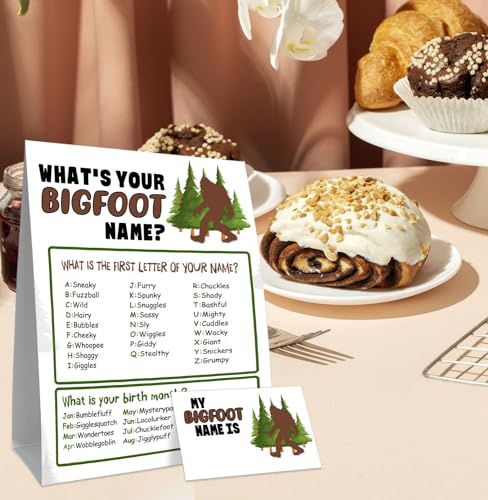 Bigfoot Birthday Party Decorations-Birthday Party Games,Bigfoot Theme Birthday Party Sign for Boys Girls,Kids Bigfoot Activity Cards,Bigfoot Activity Decoration Supplies,What's your Bigfoot Name - style: Bigfoot
