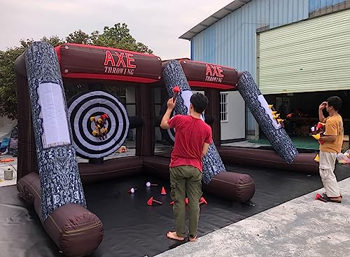 Inflatable Axe Throwing + Inflatable Ball Toss Target Dart Board (24 Axes+16 Toss Ball+ 8 Soccer Balls) for Backyard/Birthday/School/Team/Party Events, Double Darts for 2 Players