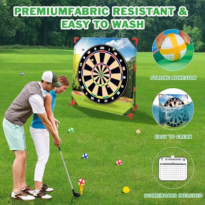 Golf Game Play Set, Golf Chipping Games for Kids with 16 Sticky Golf Balls, 8 Golf Balls, 2 Golf Clubs＆Golf Chipping Target, Indoor Outdoor Lawn Backyard Golf Gifts for Kids