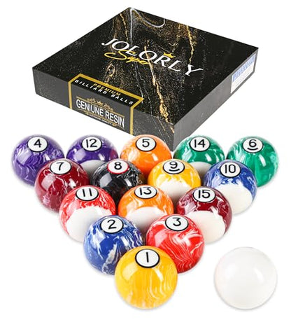 Pool Balls Billiard Set – 2-1/4" Regulation Size, 6 oz Professional Weight, AAA Grade Pure Resin, Pool Table Balls for Tournament, Bar, Game Room & Gifts - style: White Marble Swirl