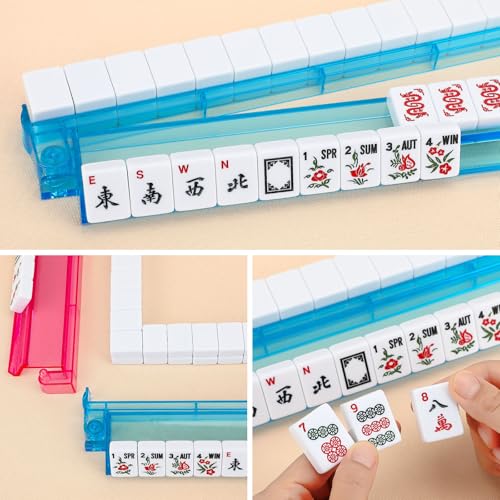 American Mahjong Tile Set,166 White Tiles Mahjong Set,4 Colors Mahjong Racks,Travel Mahjong Set with Black Carrying Bag - style: Black Bag