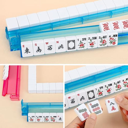 American Mahjong Tile Set,166 White Tiles Mahjong Set,4 Colors Mahjong Racks,Travel Mahjong Set with Black Carrying Bag - style: Black Bag