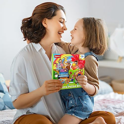 SYNARRY Magnetic Puzzles for Kids Ages 3-5, 20 Pieces Toddler Animal Puzzles for Kids Ages 4-6, Easter Basket Stuffers Gifts for Kids, Car Airplane Road Trip Activities Magnet Games Toy for Boys Girls - style: Animal