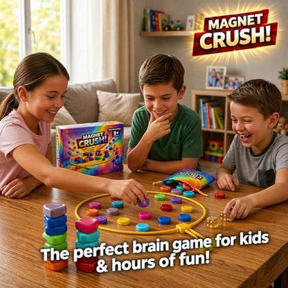 Magnet Crush Magnetic Strategy Board Game (Rainbow) for Kids & Adults, Fun Tabletop Magnet Placement Game, STEM Educational Toy, Family Party Game, Travel Game, Puzzle Brain Teaser, Gift for Ages 9+ - color: Rainbow