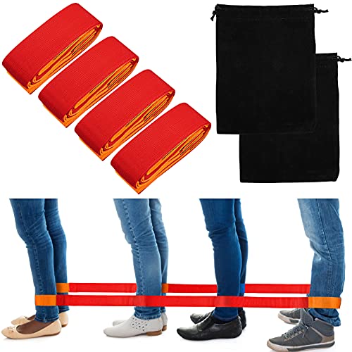 2 Sets 4 Legged Race Bands for Kids Field Day Team Building Games for Work Birthday Holiday Party Outdoor Activities for Adults Boys Girls Group Fun Games