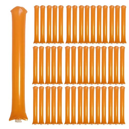 48pcs Round Head Boom Sticks Thunder Sticks Cheering Sticks Team Spirit Plastic Cheerleading Spirit Stick Clapper Inflatable Noise Maker Sports Supply (Orange) - color: Orange