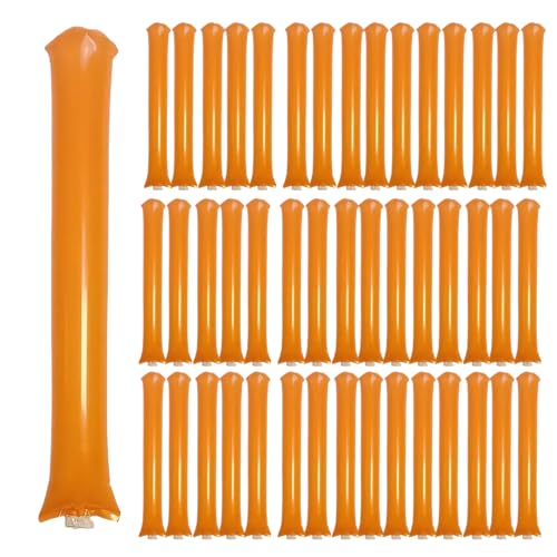 48pcs Round Head Boom Sticks Thunder Sticks Cheering Sticks Team Spirit Plastic Cheerleading Spirit Stick Clapper Inflatable Noise Maker Sports Supply (Orange) - color: Orange
