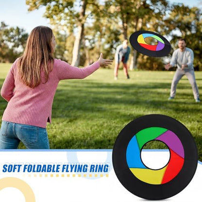 Gemscream Giant Flying Disc Soft Foldable Flying Ring Throwing Safe Lightweight Fabric Disc with Storage Bag for Summer Kids Adults Family Outdoor Fun School Activities - size: 27.6 Inch