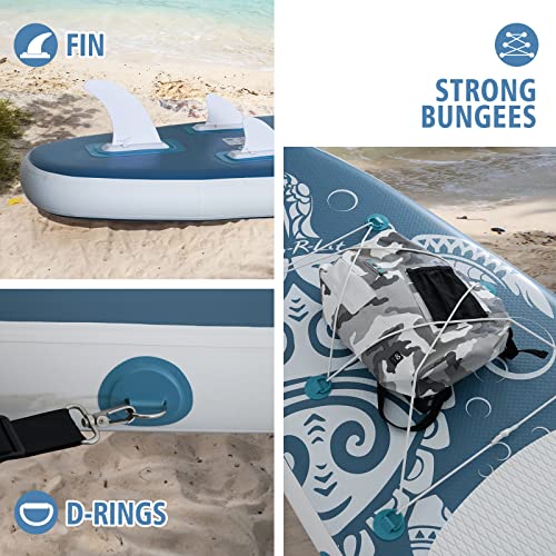 FEATH-R-LITE Inflatable Paddle Board Stand Up Paddleboards for Adults SUP with Premium Accessories Pump, Adjustable Paddle, Leash, Three Fins, Backpack - style: Gray