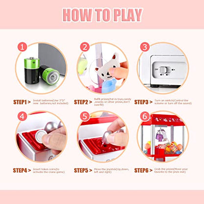 Claw Machine for Kids Toy Mini Arcade Machine Candy Grabber Prize Dispenser Vending Machine Arcade Game Machines for Home Party Christmas Birthday Gifts Cool Girl Toys