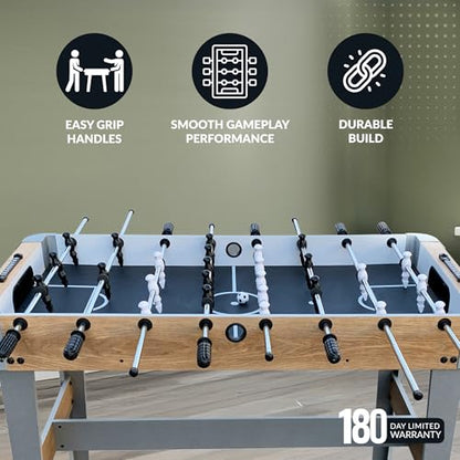 Hathaway Amherst Foosball Table Adult Size - 48-in Foosball Table for Adults & Kids with 2 Foosball Balls & ABS Molded Players - Complete Soccer Table Game Set for Family Game Rooms & More - Light Oak