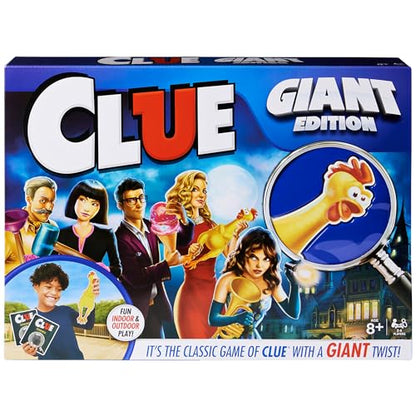 Spin Master Games, Clue Giant Edition, Family Game for Indoor & Outdoor Fun with Big Oversized Board, for Family and Kids, 2-4 Players, Ages 6 & Up - style: Giant Clue