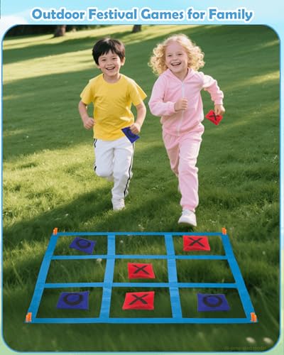 Giant Tic Tac Toe Bean Bags Toss Games, 4FT x 4FT Outdoor Yard Game with 10pcs Bean Bags for Kids Adults and Family Yard Lawn Large Carnival Outside Field Day Party Backyard Beach Fun Games - size: TG-20
