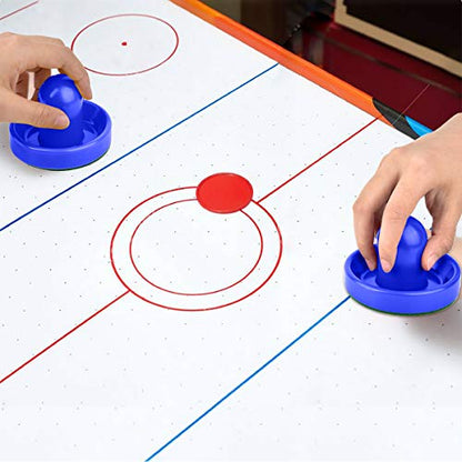 Coopay Air Hockey Pushers and Pucks, Air Hockey Paddles, Goal Handles Paddles Replacement Accessories for Game Tables (4 Striker, 8 Red Puck Pack) - color: Blue and Green