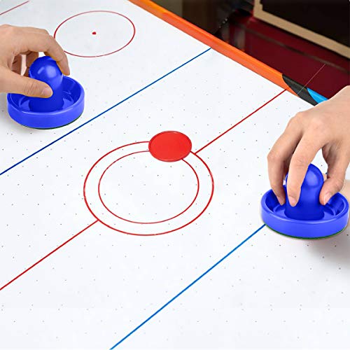 Coopay Air Hockey Pushers and Pucks, Air Hockey Paddles, Goal Handles Paddles Replacement Accessories for Game Tables (4 Striker, 8 Red Puck Pack) - color: Blue and Green